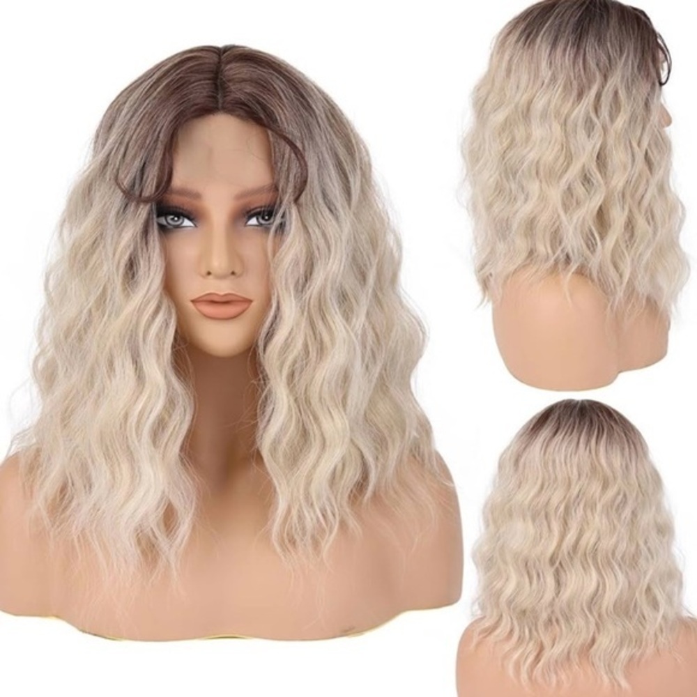Stylish Ombre Blonde Lace-Front Wavy Wig